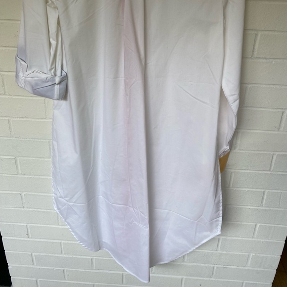 NWT NEW YORK & Co. White button down Tunic Shirt Red Yellow & Blue Cuffs Sz M - Picture 8 of 16